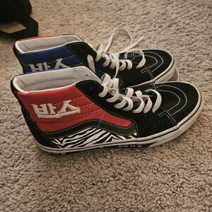 Vans Black, Red, and Blue Korean High-Top Sneakers